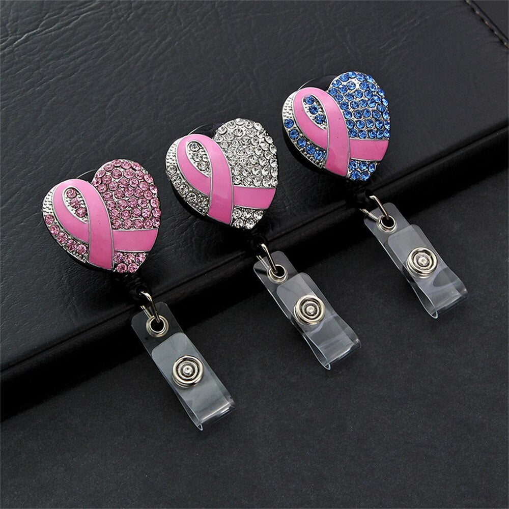 Heart with Ribbon Nurse Badge Clip for nurses and healthcare workers product view 2