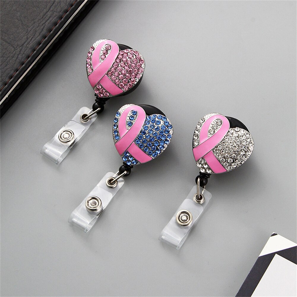 Heart with Ribbon Nurse Badge Clip for nurses and healthcare workers product view 3