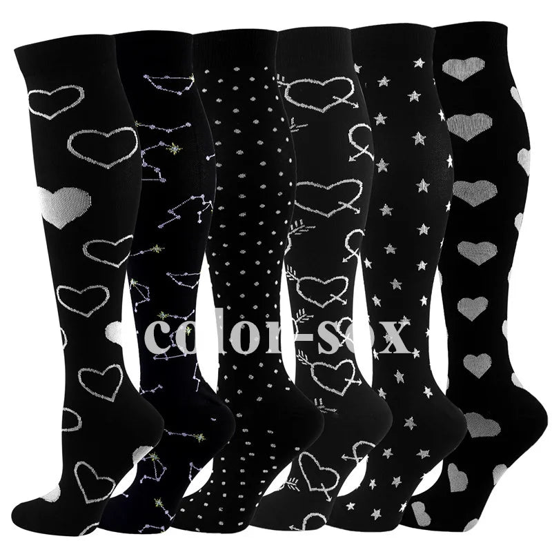 Patterned Compression Socks (20–30 mmHg) for nurses and healthcare workers