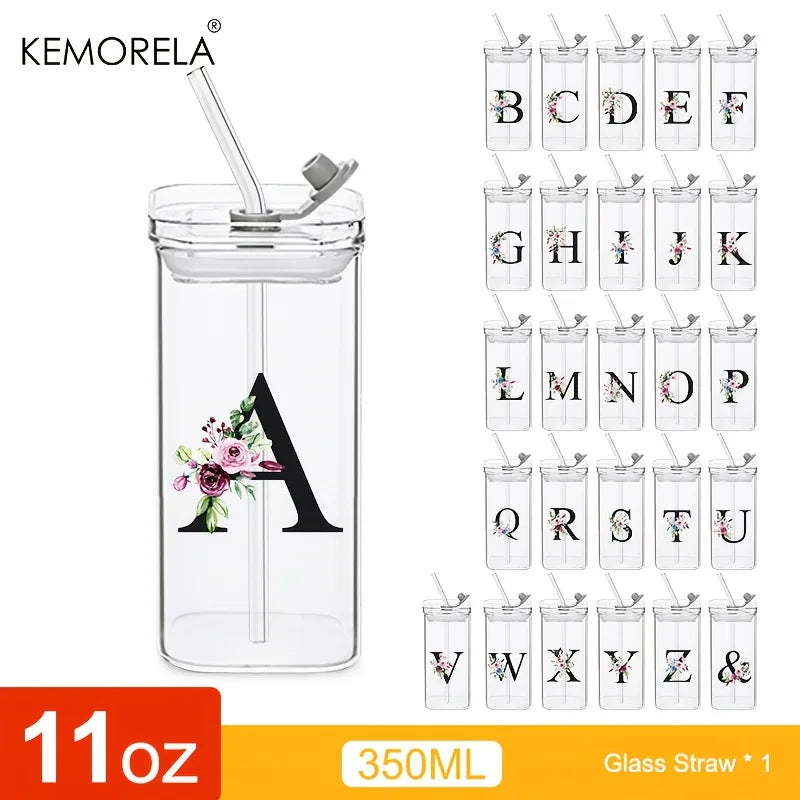 Initial Glass Tumbler with Lid & Straw for nurses and healthcare workers