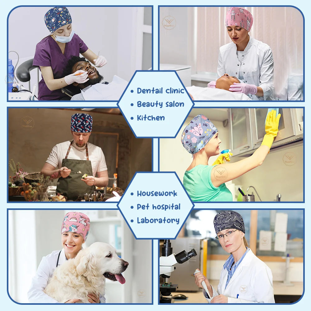 Printed Scrub Cap for nurses and healthcare workers product view 6