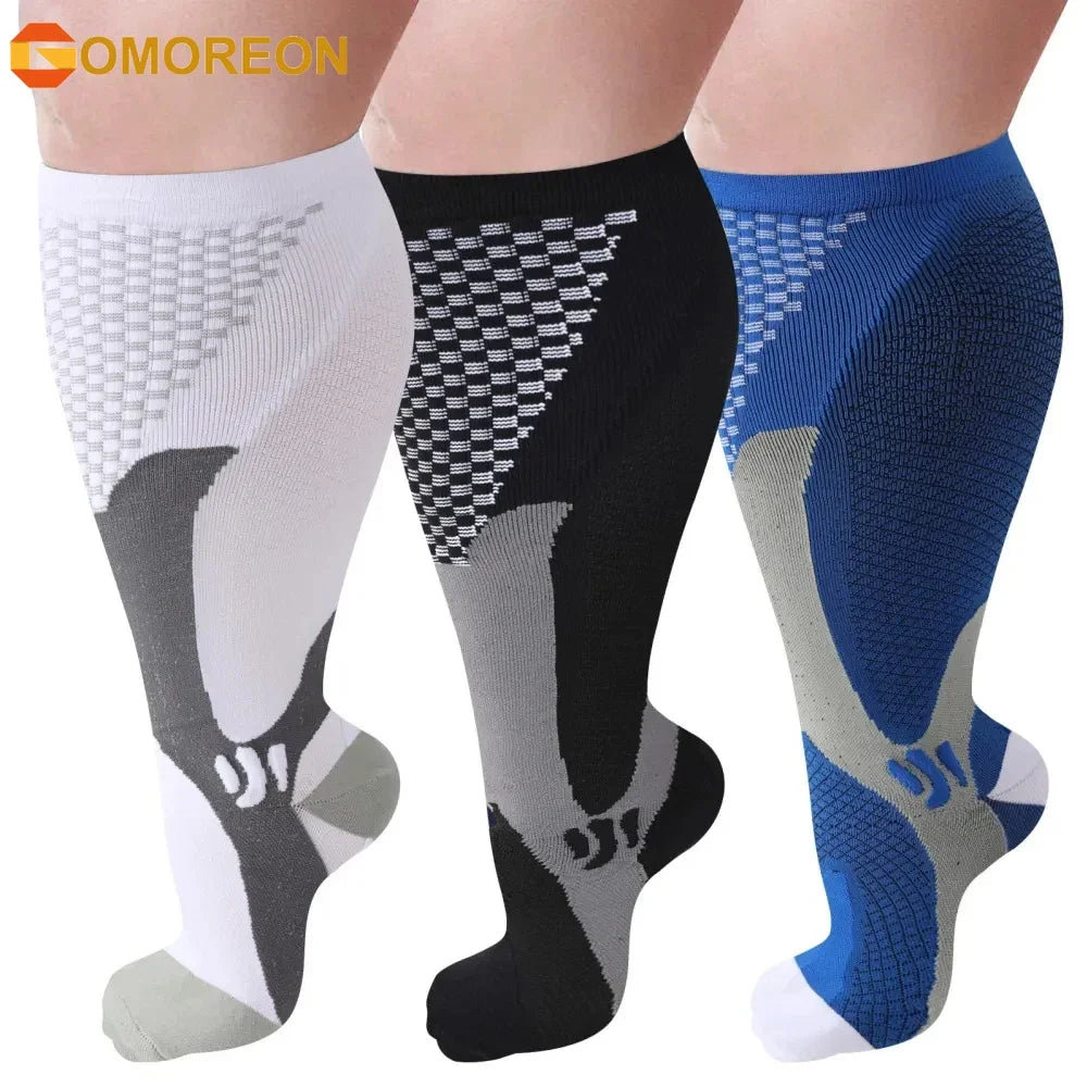 Wide Calf Compression Socks (20–30 mmHg) for nurses and healthcare workers