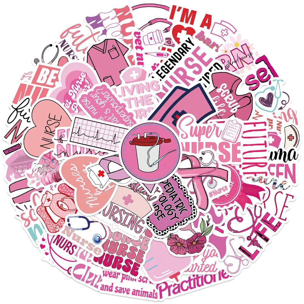 Pink Nurse Life Sticker Pack (50 PCS) for nurses and healthcare workers product view 2