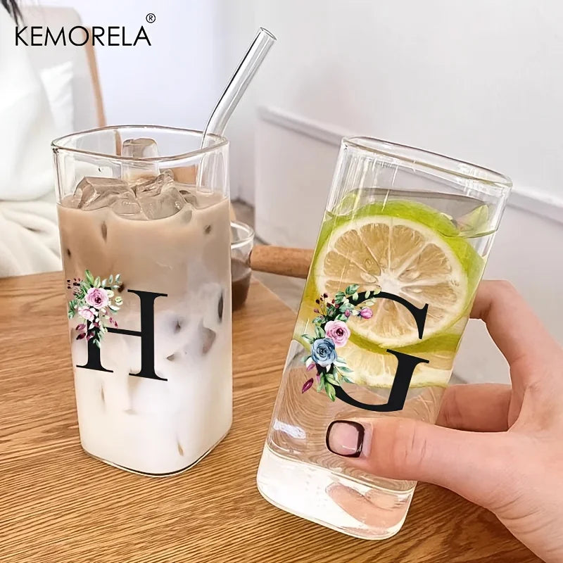 Initial Glass Tumbler with Lid & Straw for nurses and healthcare workers product view 2