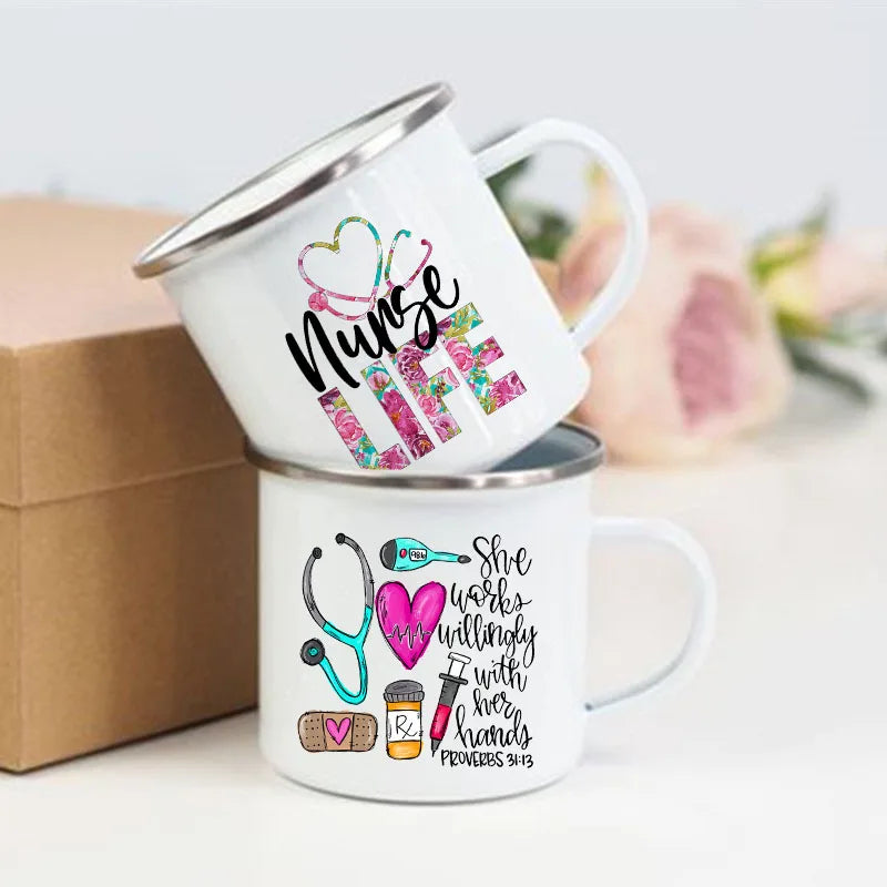 Nurse Life Enamel Camp Mug for nurses and healthcare workers