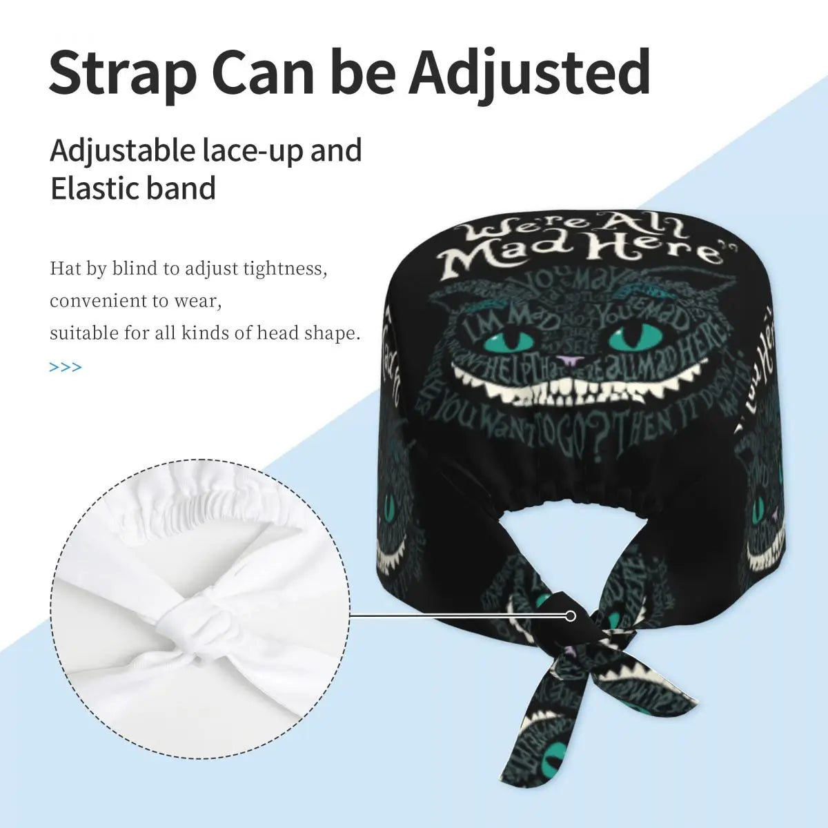 Cheshire Cat Surgical Scrub Cap for nurses and healthcare workers product view 3