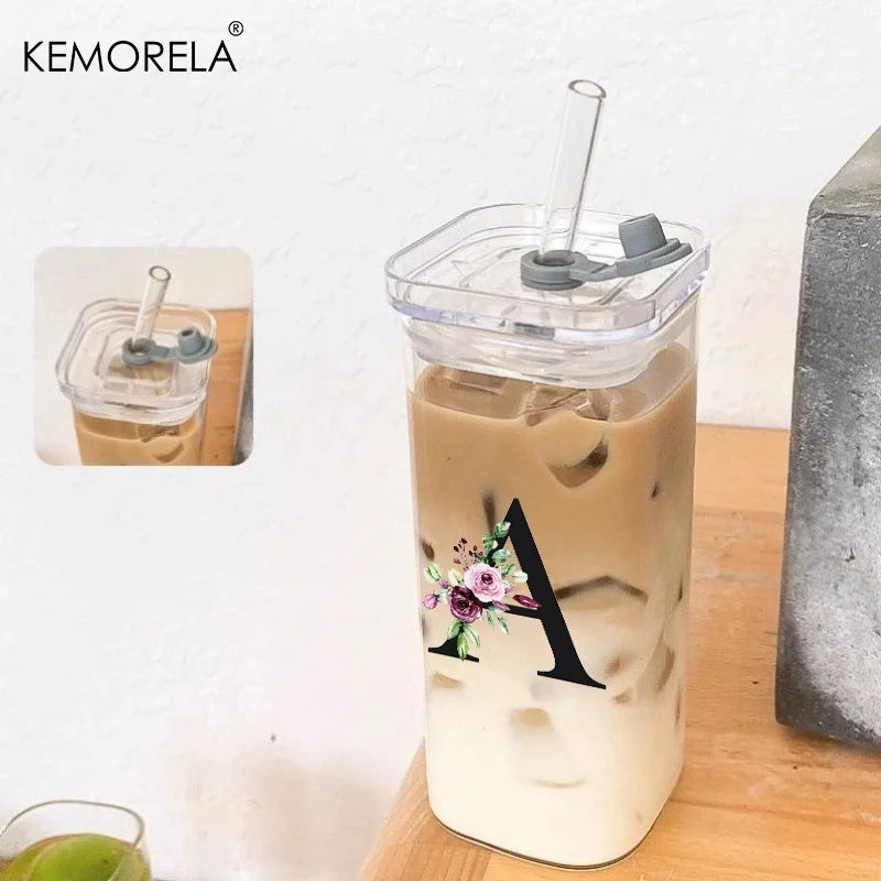 Initial Glass Tumbler with Lid & Straw for nurses and healthcare workers product view 4