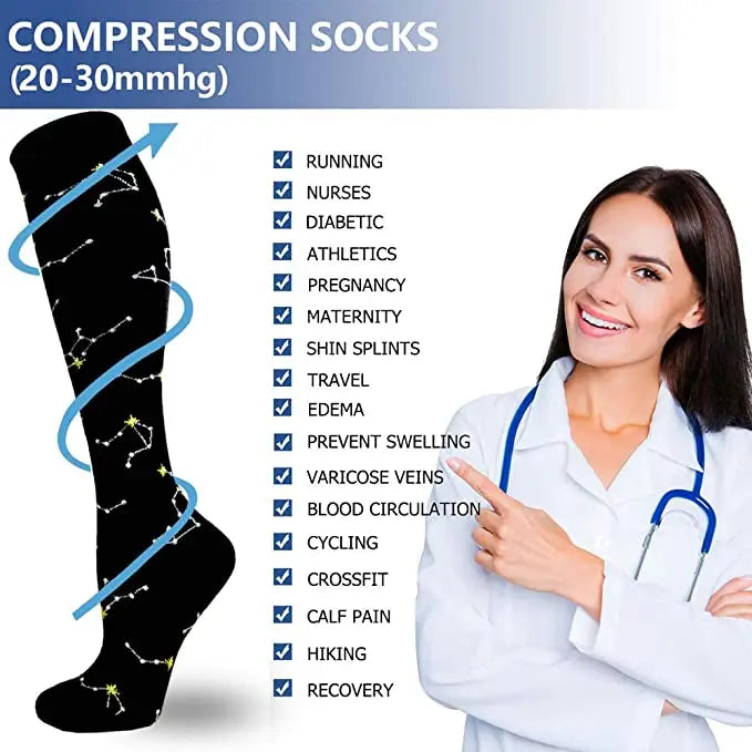Patterned Compression Socks (20–30 mmHg) for nurses and healthcare workers product view 3