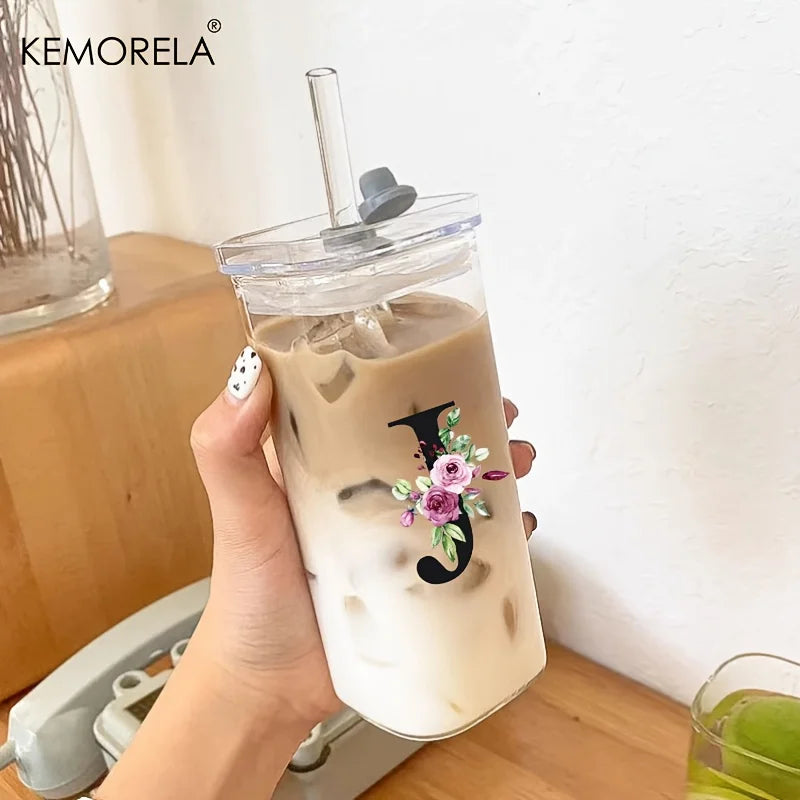 Initial Glass Tumbler with Lid & Straw for nurses and healthcare workers product view 3