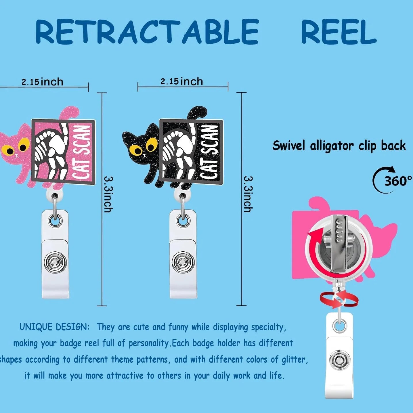 Glitter Badge Reel for nurses and healthcare workers product view 3