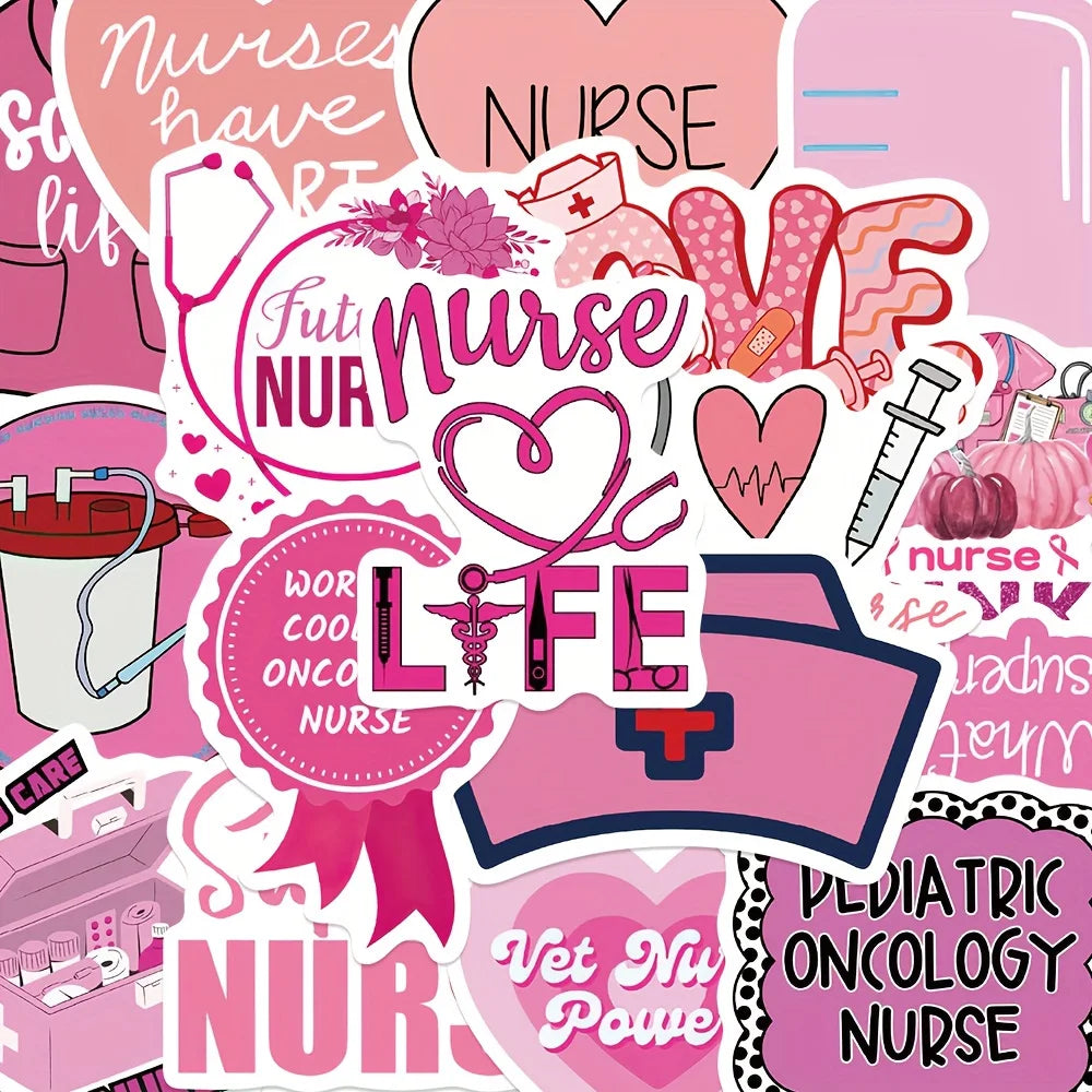 Pink Nurse Life Sticker Pack (50 PCS) for nurses and healthcare workers